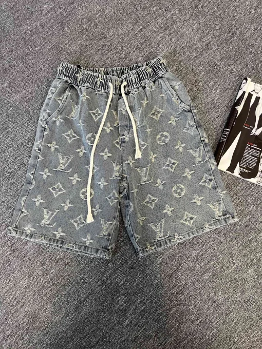Hochwertige Louis Vuitton Shorts im grauen Denim-Logo-Stil