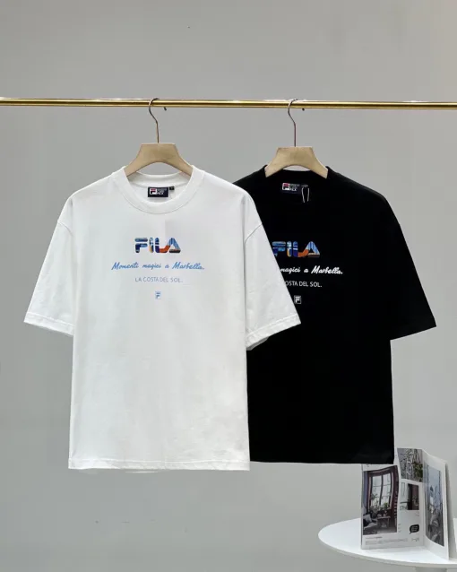 Hochwertige Fila Kurzarm-Kollektion aus blauer Baumwolle in klassischer Kollektion