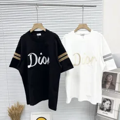 Hochwertiger Dior Kurzarm-Patchwork-Stil in Schwarz