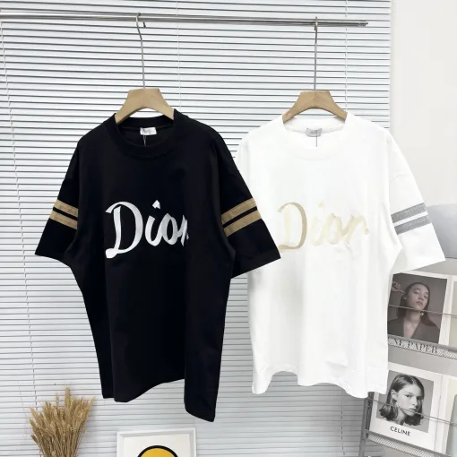 Hochwertiger Dior Kurzarm-Patchwork-Stil in Schwarz