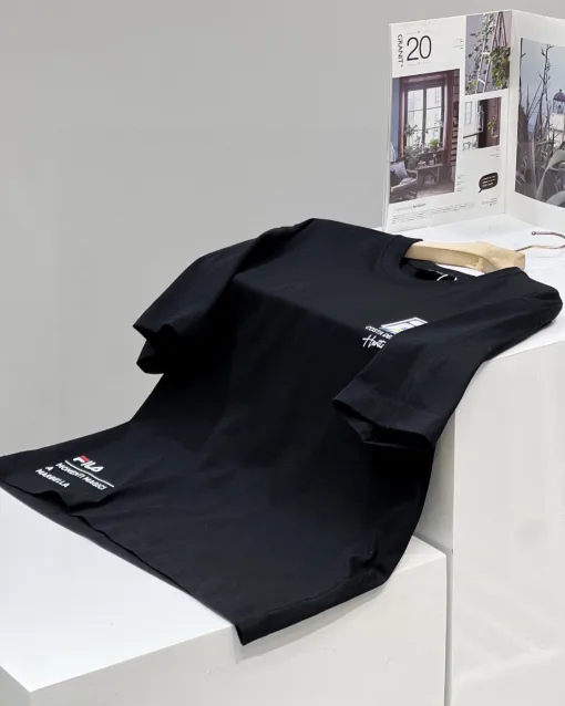 Bestseller Fila Kurzarm Schwarz Baumwolle Logo Luxus