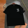 Premium Louis Vuitton Kurzarm Schwarz Baumwolle Bestickt Luxus