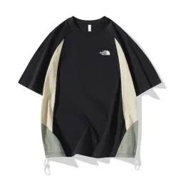 Hochwertiger The North Face Kurzarm-Pullover im Patchwork-Stil aus schwarzer Baumwolle