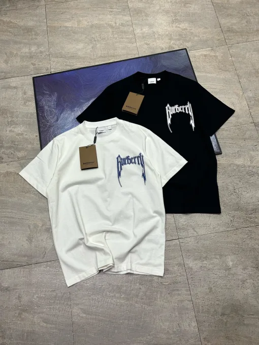 Burberry T-Shirt in Premium-Qualität, schwarzes Denim-Logo, Luxus