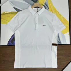 Premium Zegna Kurzarm-Patchwork-Stil aus schwarzer Baumwolle