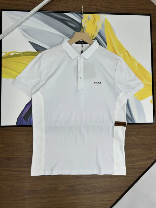 Premium Zegna Kurzarm-Patchwork-Stil aus schwarzer Baumwolle