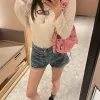 Hochwertige Chanel Shorts Blue Denim Print Kollektion