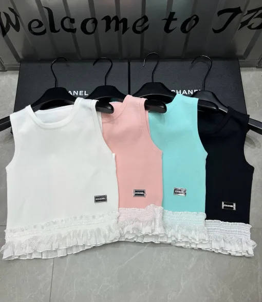 Luxus Chanel Weste Weiß Strick Kollektion