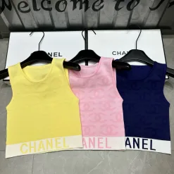 Luxus Chanel Weste Gelb Strick Jacquard Stil