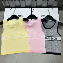 Hochwertige Dior Weste im gelben Strick-Monogramm-Stil