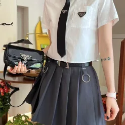 Hochwertiges Prada-Hemd im blauen Logo-Stil