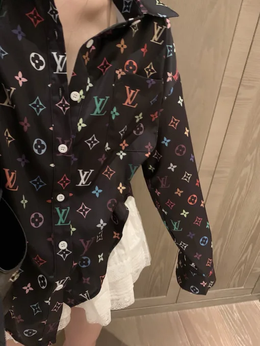 Bestseller Louis Vuitton Hemd Weiß Satin Monogramm Kollektion