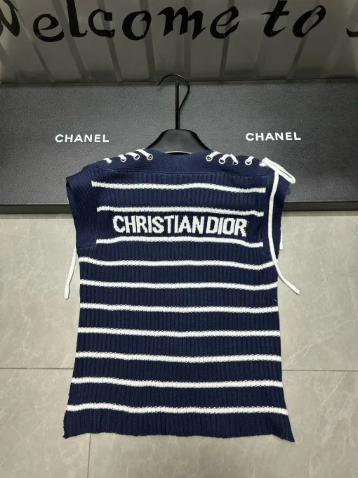 Premium Dior Weste Blaue Jacquard-Strickkollektion