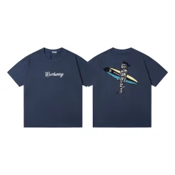 Hochwertige Burberry Kurzarm-Kollektion mit grauem Baumwolldruck
