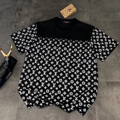Luxus Louis Vuitton Kurzarmhemd Schwarz Farbverlauf Luxus