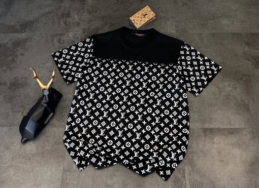 Luxus Louis Vuitton Kurzarmhemd Schwarz Farbverlauf Luxus