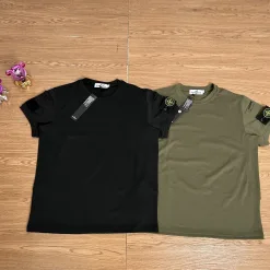 Luxus Stone Island Kurzarm Schwarz Baumwolle Classic Luxury