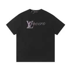 Premium Qualität Louis Vuitton Kurzarm Schwarz Farbverlauf Luxus