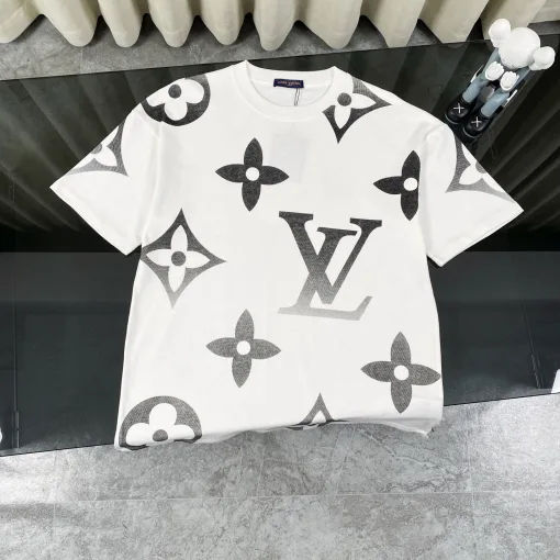 Bestseller Louis Vuitton Kurzarmhemd Weiß Baumwolle Klassischer Stil