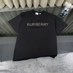Premium Qualität Burberry Kurzarm Schwarz Baumwolle Kariert Luxus