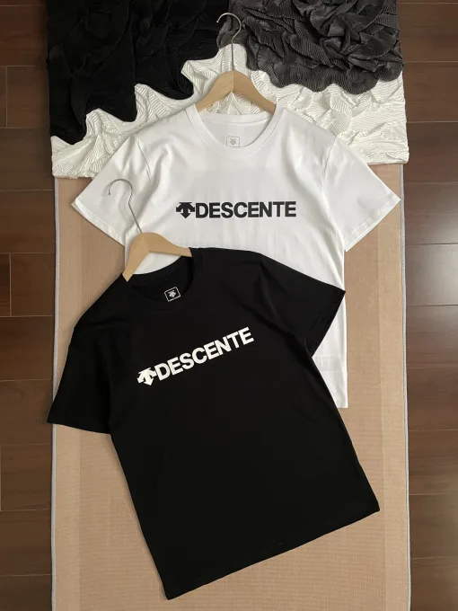 Premium Descente Kurzarm Schwarz Baumwolle Logo Style