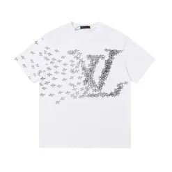 Luxus Louis Vuitton Kurzarm Schwarz Wildleder Druck Luxus
