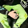 Premium Qualität Chrome Hearts Jeans Grünes Rindsleder Vintage Kollektion