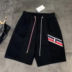 Premium Moncler Shorts Schwarz Baumwolle Atmungsaktiv Stil