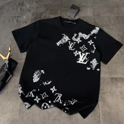 Bestseller Louis Vuitton Kurzarm-T-Shirt Schwarz Atmungsaktive Kollektion