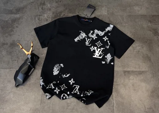 Bestseller Louis Vuitton Kurzarm-T-Shirt Schwarz Atmungsaktive Kollektion