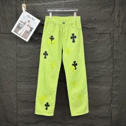 Premium Chrome Hearts Jeans Grün Washed Luxus