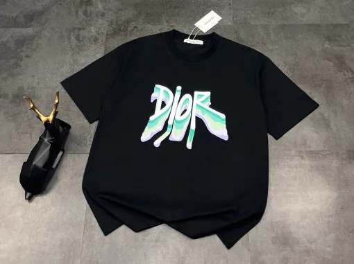 Luxus Dior Kurzarm Schwarz Farbverlauf Luxus