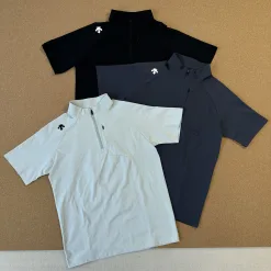 Hochwertige Kurzarmshirts von Descente in Schwarz, atmungsaktive Kollektion