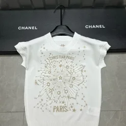 Luxus-Dior-Weste aus weißer Strickstickerei-Kollektion