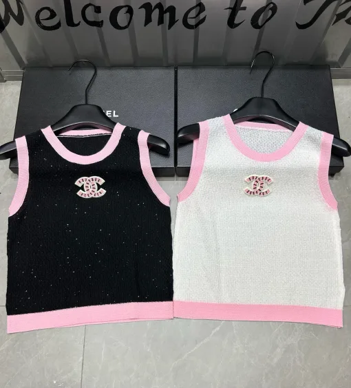 Bestseller Chanel Weste Schwarz Strick Bestickte Kollektion