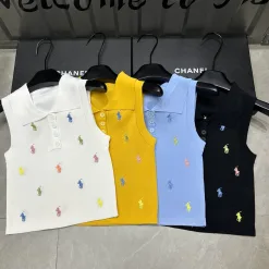 Hochwertige Ralph Lauren Weste aus weißer Strick- und Stickereikollektion