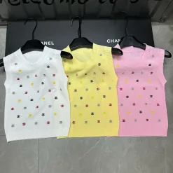 Premium Chanel Weste im rosa Strick-Stil mit Stickerei