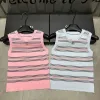 Hochwertige Chanel Weste Pink Knit Striped Kollektion