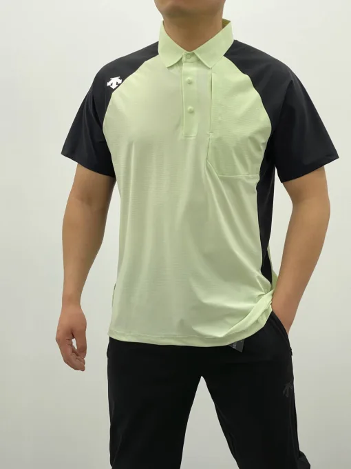 Bestseller Descente Poloshirt Schwarz Denim Patchwork Luxus
