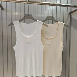 Bestseller Miu Miu Weste Weiß Strick Logo Style