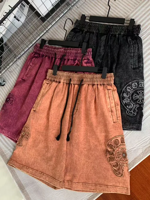 Luxus Chrome Hearts Shorts Schwarzer Strick Gewaschen Luxus