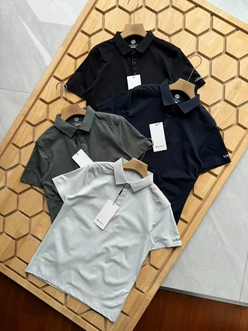 Hochwertiges Lululemon Poloshirt aus schwarzer Polyester-Freizeitkollektion