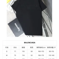 Premium Balenciaga Kurzarm Schwarz Baumwolle Washed Style