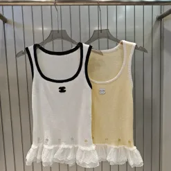 Luxus Chanel Weste Weiß Strick Luxus