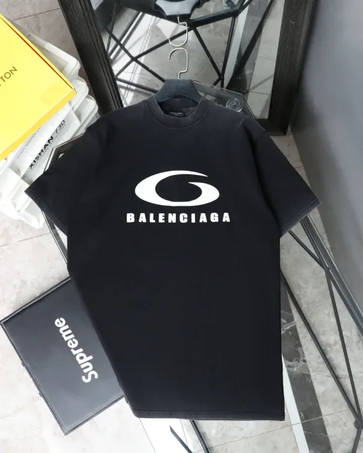 Bestseller Balenciaga Kurzarm Schwarz Baumwolle Classic Kollektion