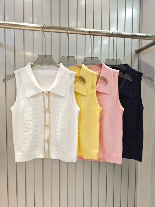 Luxus Chanel Weste Weiß Strick Luxus