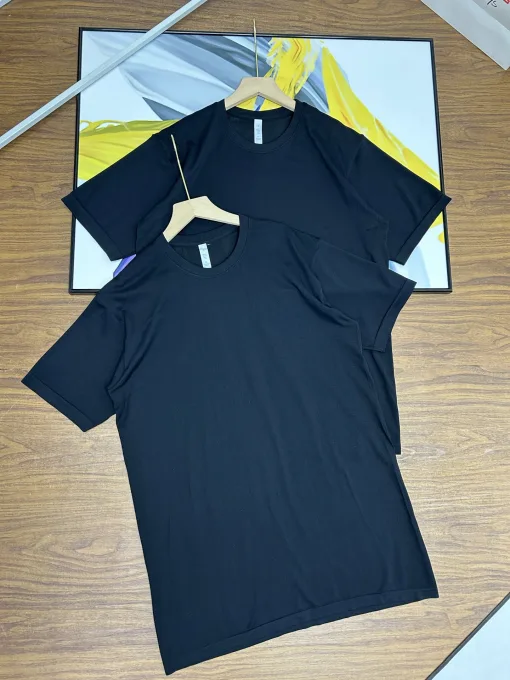 Hochwertiger Lululemon Kurzarm-Schwarz-Solid-Stil