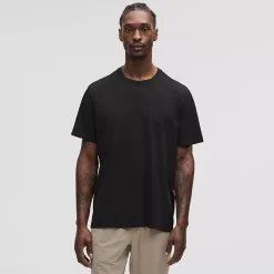 Luxus Lululemon Kurzarm Schwarz Solid Luxus