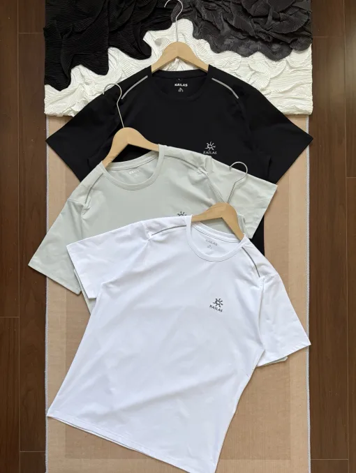 Hochwertiges Express-Kurzarm-Shirt aus schwarzer Baumwolle mit Stickerei