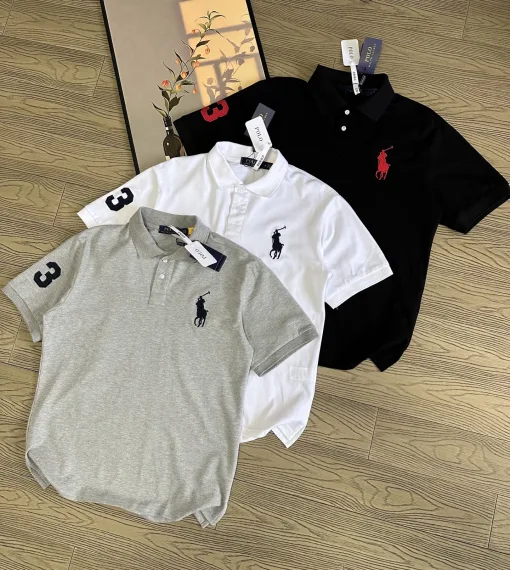 Luxus Ralph Lauren Kurzarm-T-Shirts Schwarz Baumwolle Classic Luxury